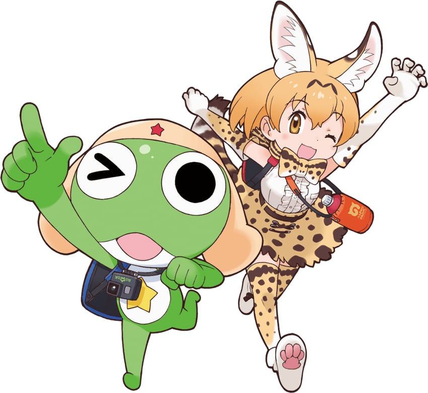 serval and keroro (kemono friends and 1 more) drawn by yoshizaki_mine