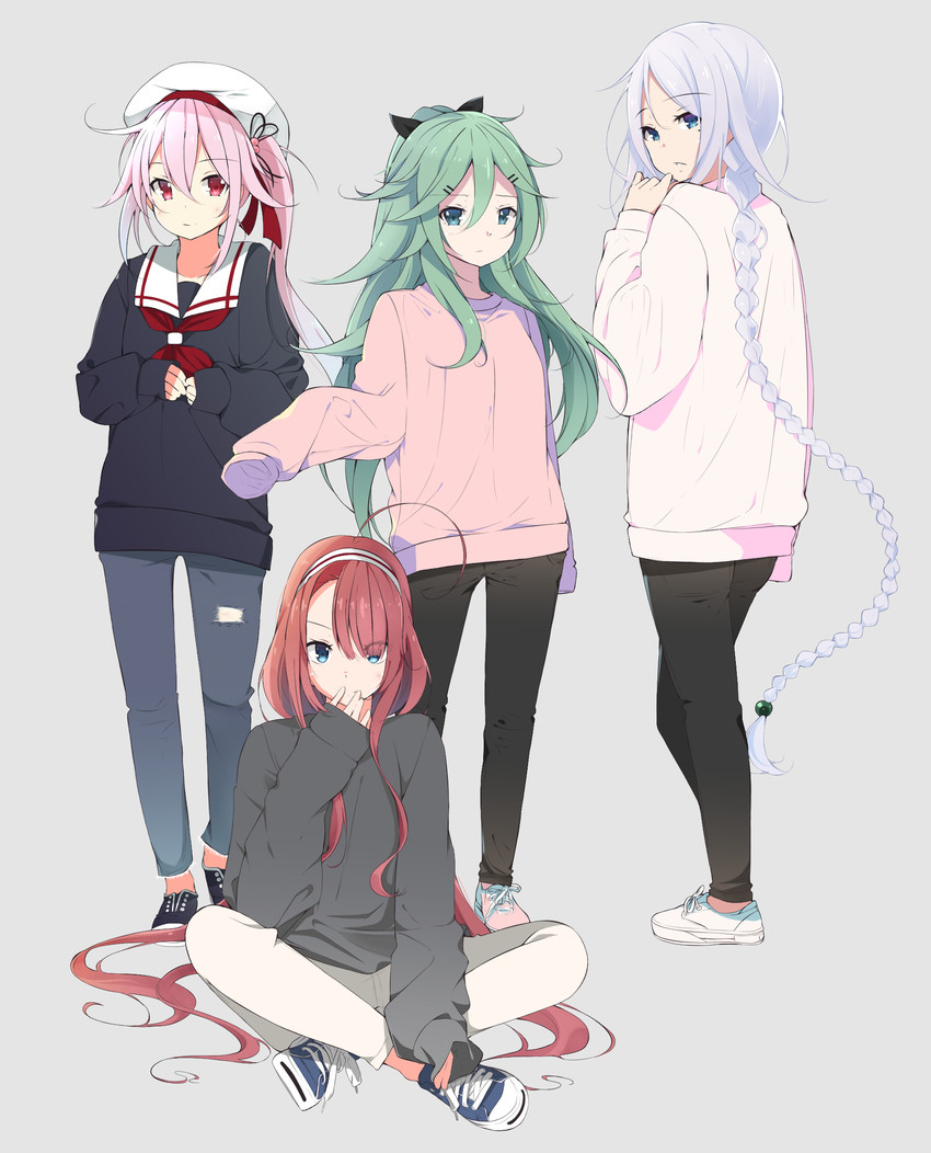 yamakaze, harusame, kawakaze, and umikaze (kantai collection) drawn by myuto_(advent_retribution)