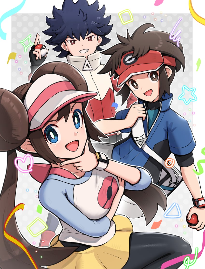 rosa, nate, and hugh (pokemon and 1 more) drawn by gonzarez