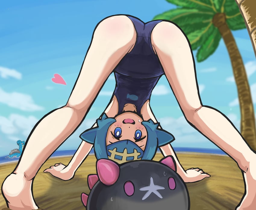 lana, lapras, and pyukumuku (pokemon and 1 more) drawn by takamame