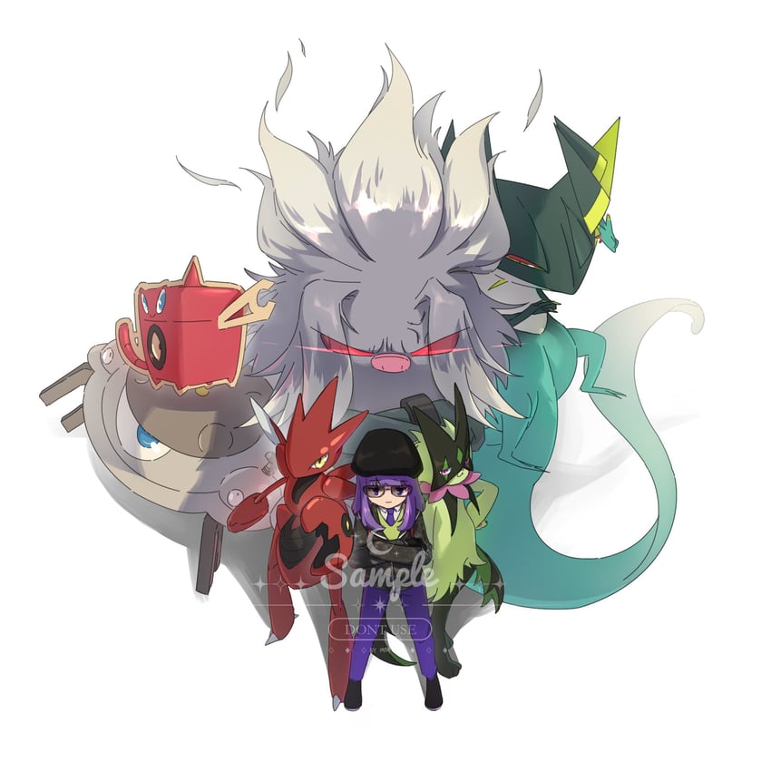 rotom, meowscarada, scizor, dragapult, magnezone, and 1 more (pokemon and 1 more) drawn by robinlovesop