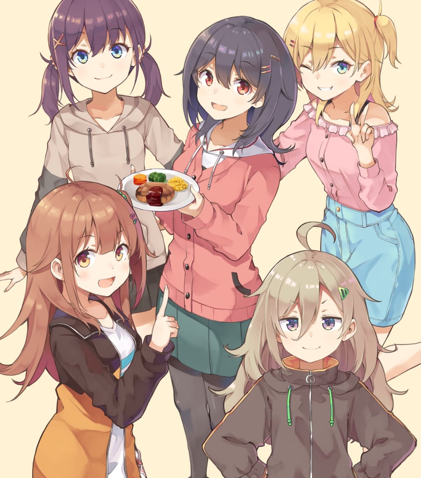 kawai mako, furutachi kurea, hoshi nana, higa tsutsuji, and ogawa shinon (hibi wa sugiredo meshi umashi) drawn by atto