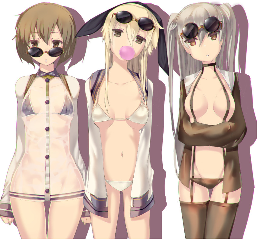 shimakaze, amatsukaze, and yukikaze (kantai collection) drawn by satou_daiji