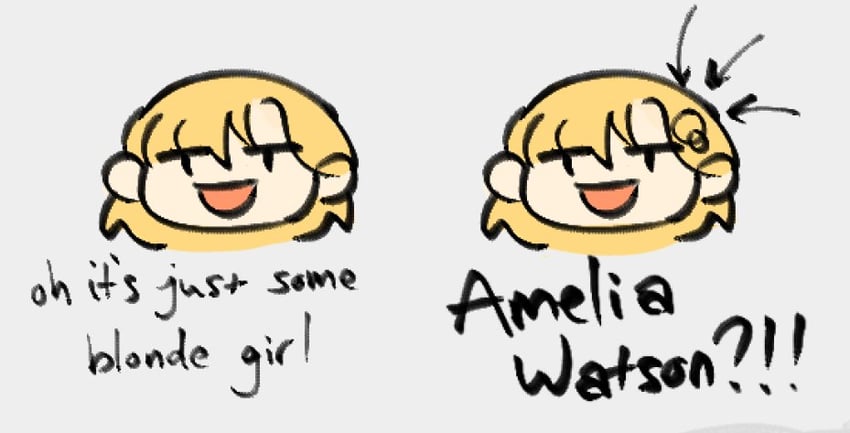 watson amelia (hololive and 1 more) drawn by trishot