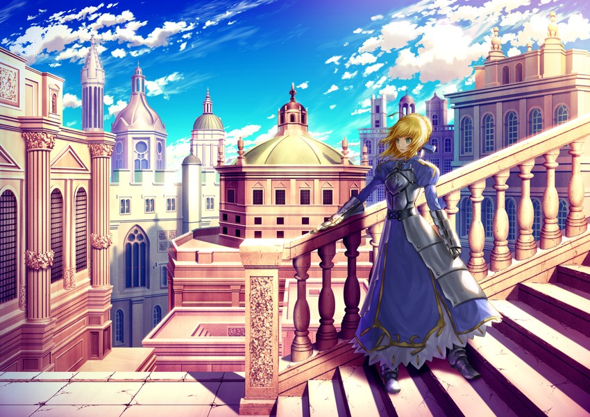 artoria pendragon and saber (fate and 2 more) drawn by blue+ and fujifuji924