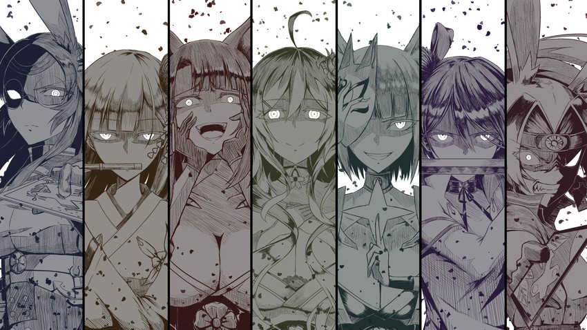 kaga, akagi, shoukaku, zuikaku, hiryuu, and 2 more (azur lane) drawn by parka_(summersketch)