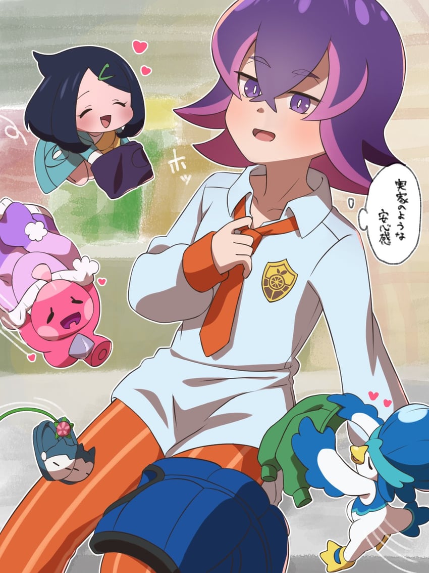 liko, dot, tinkatink, and quaxwell (pokemon and 1 more) drawn by amedamaneko