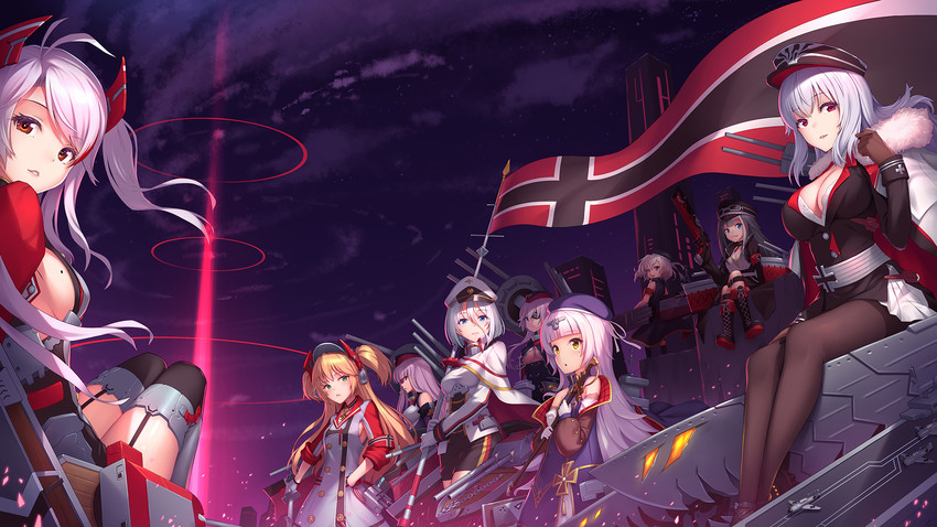 prinz eugen, graf zeppelin, deutschland, admiral hipper, z46, and 4 more (azur lane) drawn by athrun1120