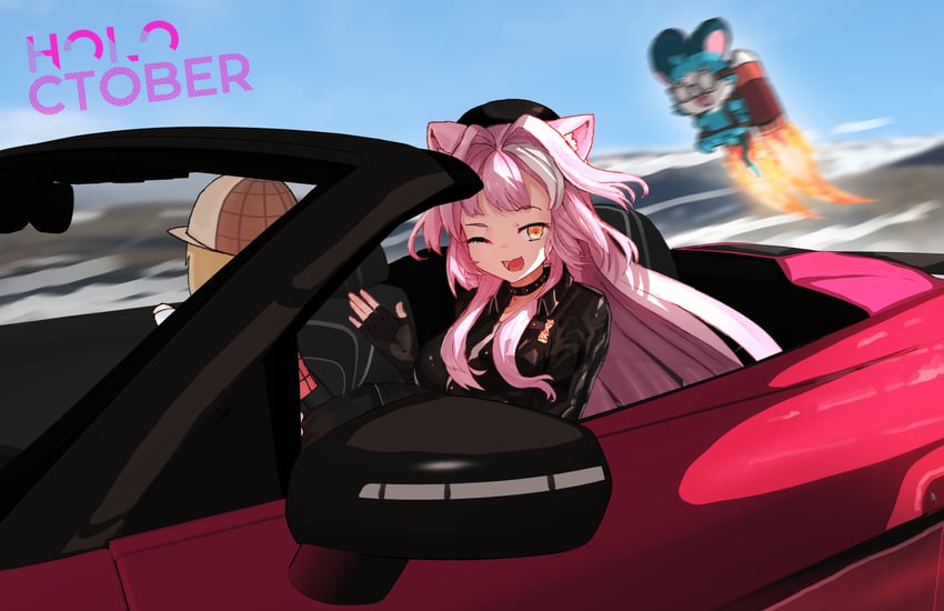 watson amelia, raora panthera, and chattino (hololive and 1 more) drawn by advarcher