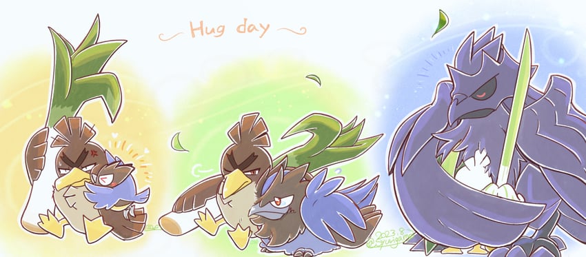 sirfetch'd, corviknight, rookidee, galarian farfetch'd, and corvisquire (pokemon) drawn by shuri_(syurigame)