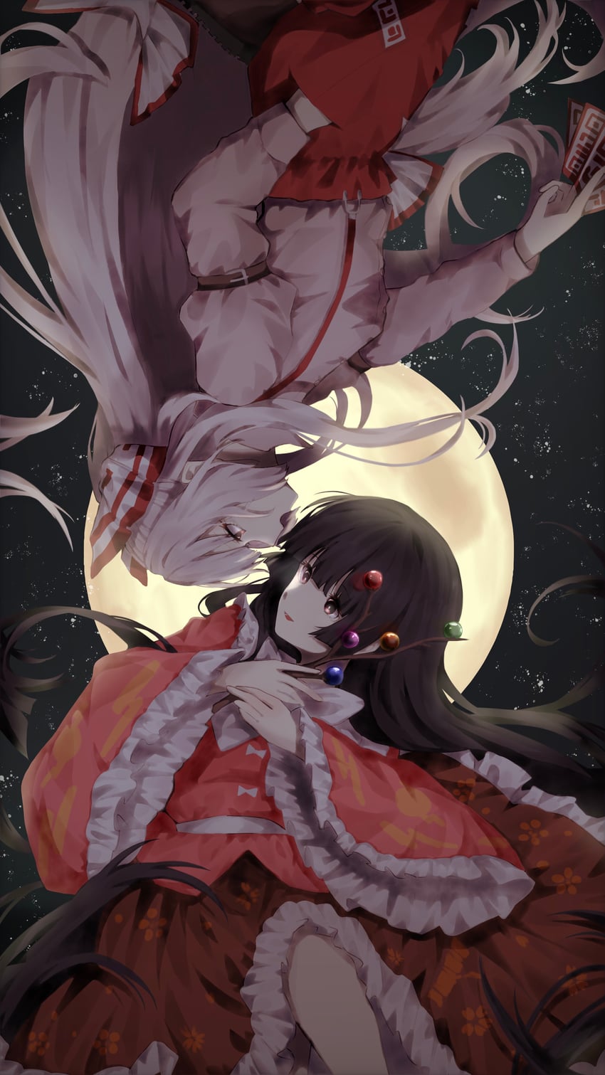 fujiwara no mokou and houraisan kaguya (touhou) drawn by somei_ooo