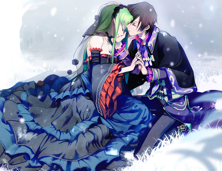 c.c. and lelouch vi britannia (code geass and 1 more) drawn by noppo