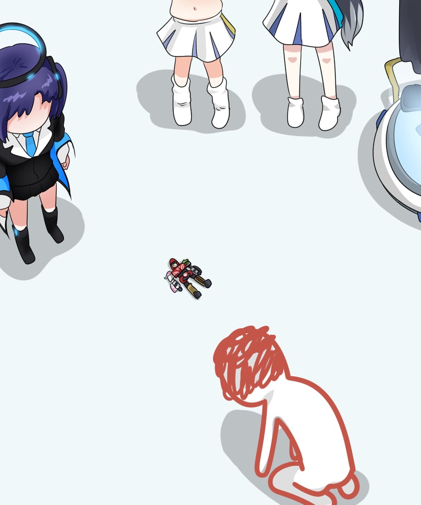 sensei, yuuka, doodle sensei, hibiki, kotori, and 1 more (blue archive) drawn by c/h