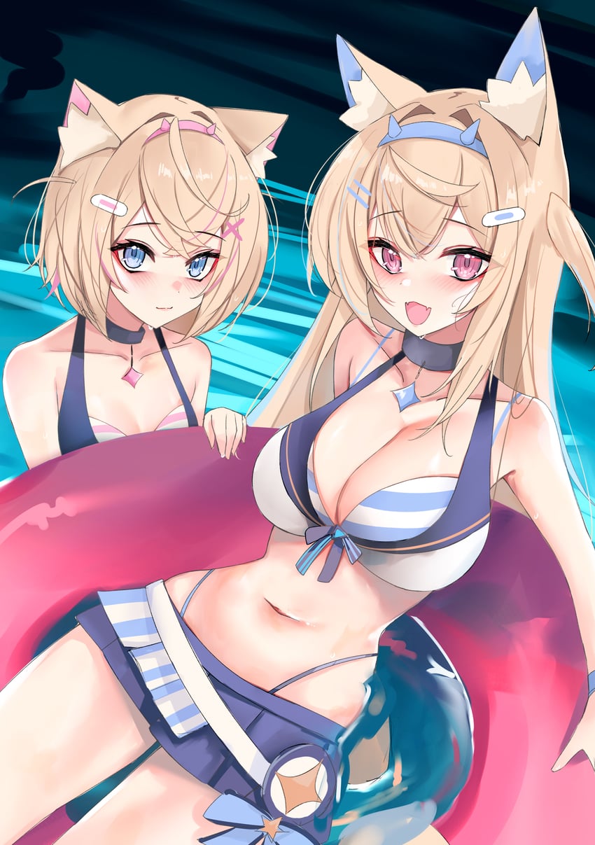 fuwawa abyssgard and mococo abyssgard (hololive and 1 more) drawn by rifufu