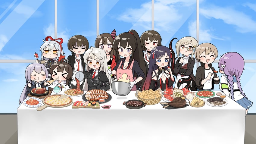 yoo mina, hilde, gaeun, yang harim, rosaria le friede, and 7 more (counter:side) drawn by junsuina_fujunbutsu