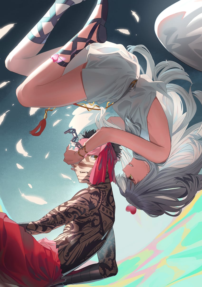 caren hortensia and angra mainyu (fate and 2 more) drawn by noko_morokoshi