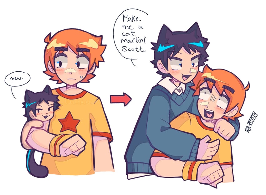 scott pilgrim and wallace wells (scott pilgrim) drawn by coffeish44