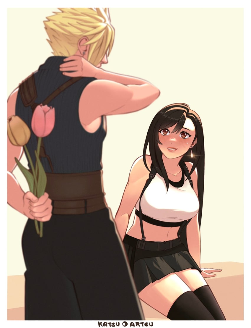 tifa lockhart and cloud strife (final fantasy and 2 more) drawn by katsuartsu