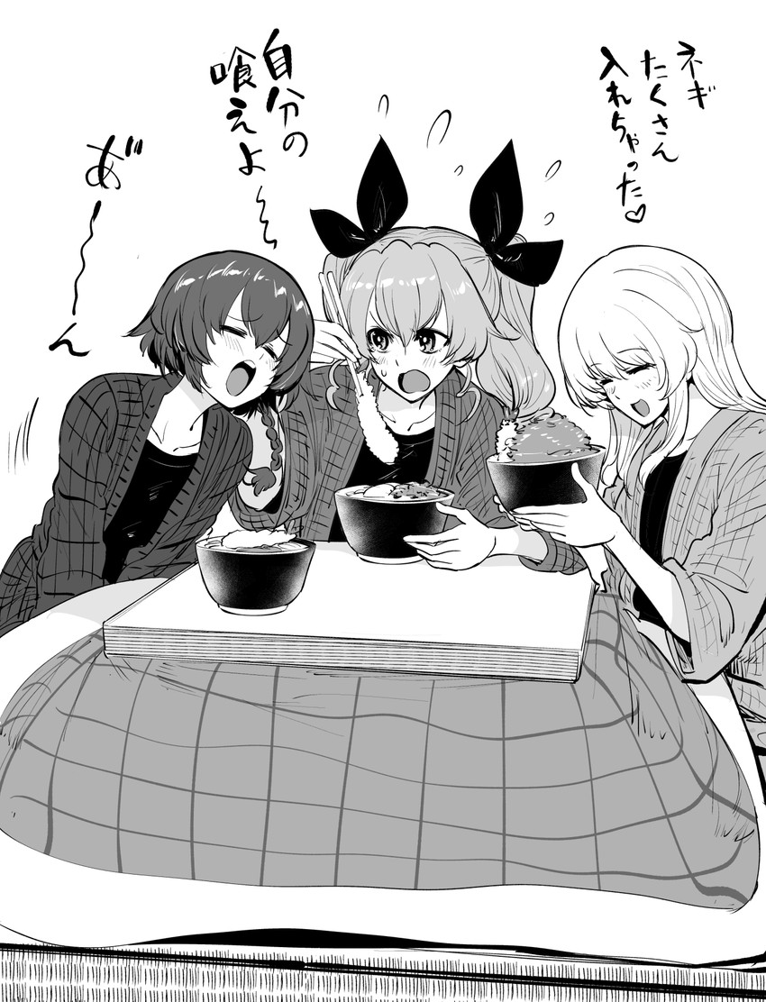 anchovy, pepperoni, and carpaccio (girls und panzer) drawn by bonkara_(sokuseki_maou)