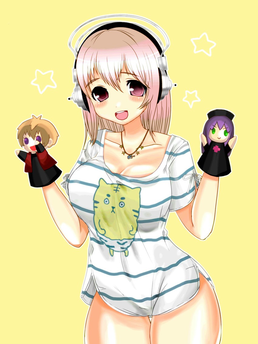 super sonico, watanuki fuuri, and fujimi suzu (nitroplus) drawn by jinusunako
