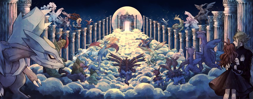 hilda, n, garchomp, latias, altaria, and 27 more (pokemon and 5 more) drawn by kabocha_torute