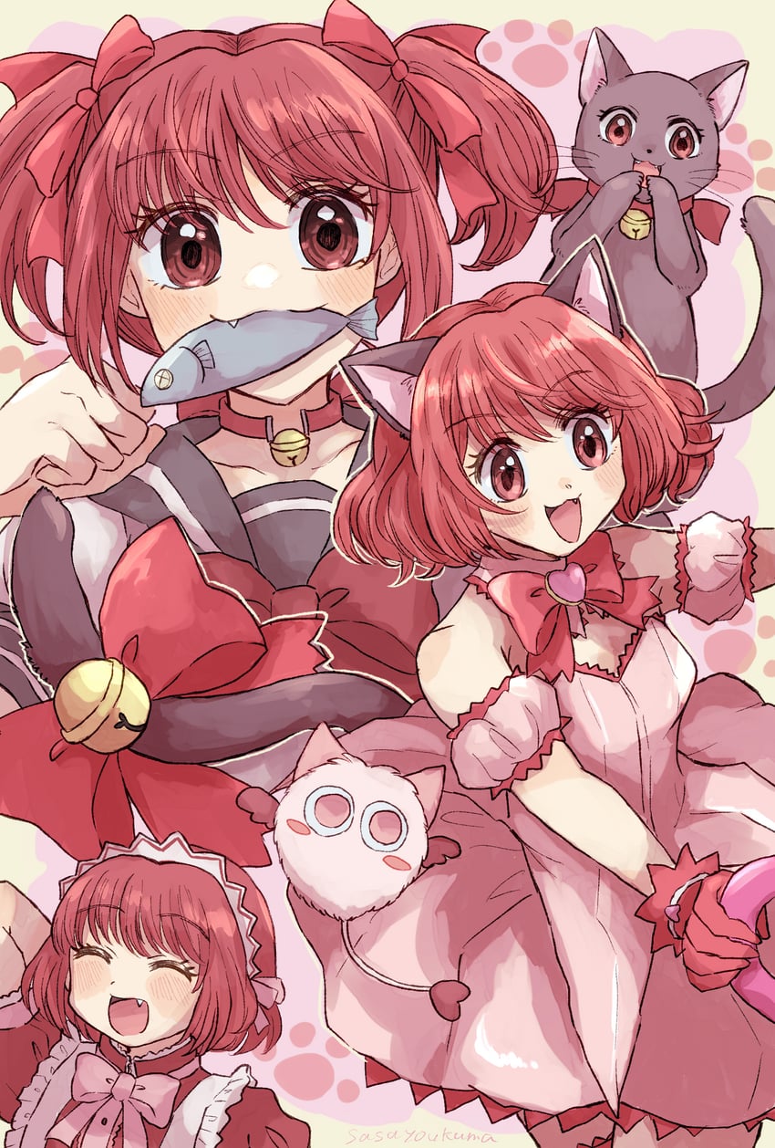 momomiya ichigo, mew ichigo, and masha (tokyo mew mew and 1 more) drawn by blueskytake