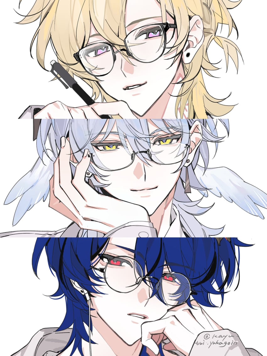 aventurine, sunday, and dr. ratio (honkai and 1 more) drawn by kayu_(yukagoin)