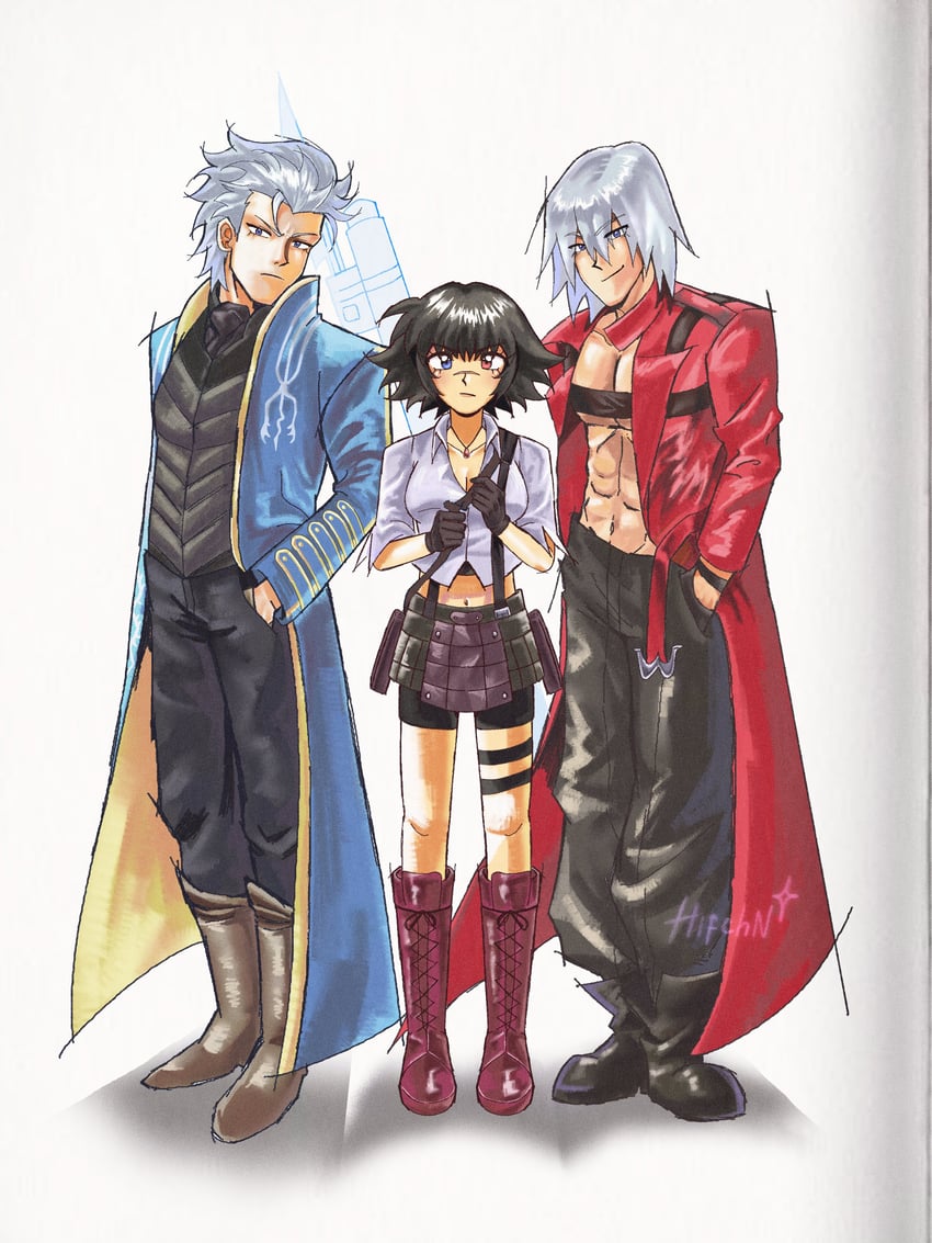 dante, vergil, and lady (devil may cry and 1 more) drawn by ifa_(hifchn)