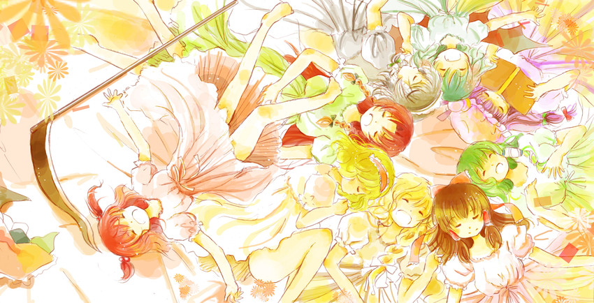 hakurei reimu, kirisame marisa, remilia scarlet, izayoi sakuya, kochiya sanae, and 4 more (touhou) drawn by ichitaro