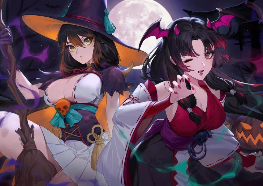 youtou hime and tsuchimikado kurumi (onmyoji and 1 more) drawn by ekao