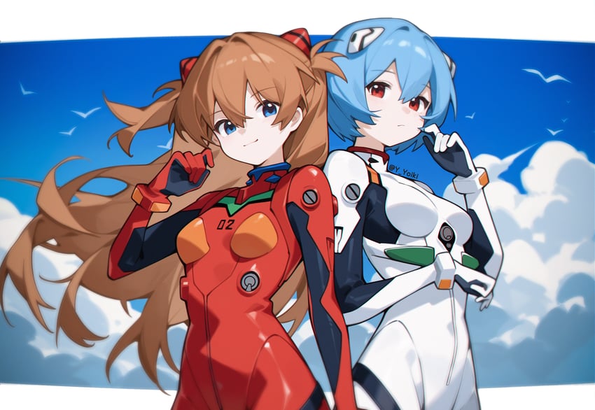 souryuu asuka langley and ayanami rei (neon genesis evangelion) drawn by sleepy_cn