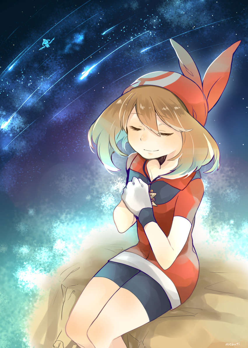 may and jirachi (pokemon and 1 more) drawn by mebuti