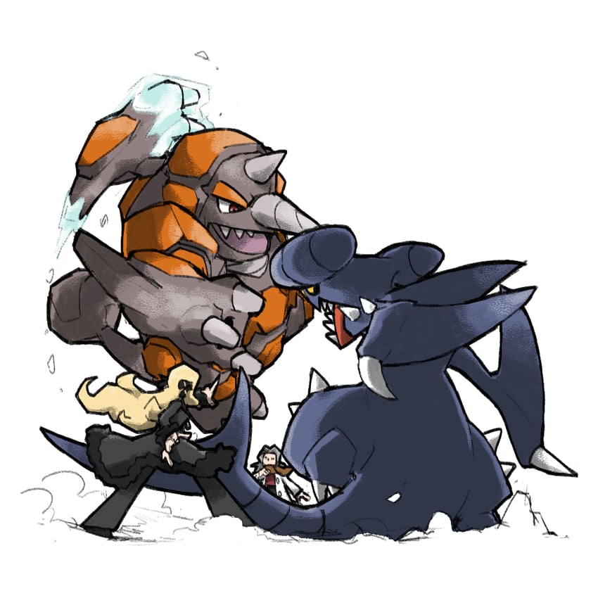 cynthia, garchomp, rhyperior, and bertha (pokemon and 1 more) drawn by blacknirrow