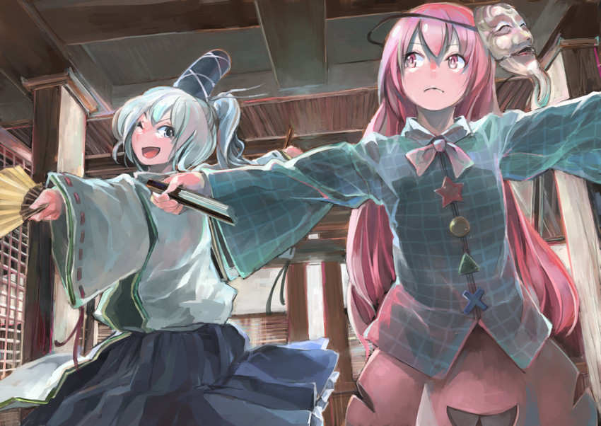mononobe no futo and hata no kokoro (touhou) drawn by ichiba_youichi