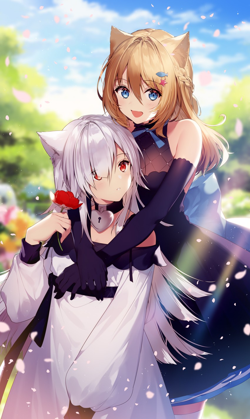 koron and mone (original) drawn by necomi