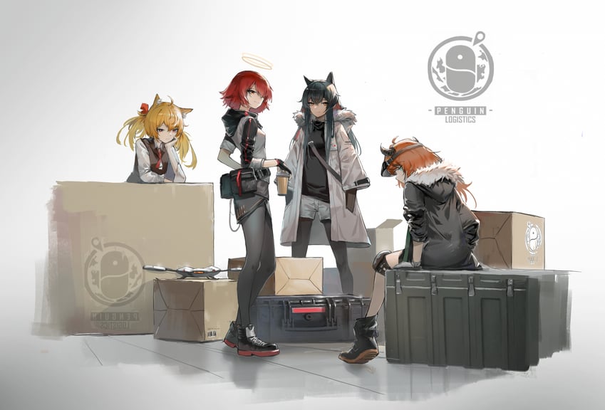 texas, exusiai, sora, and croissant (arknights) drawn by countryman_(artist)