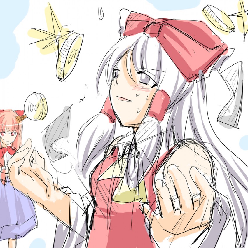 hakurei reimu and ibuki suika (touhou and 1 more) drawn by mark_(heaven)