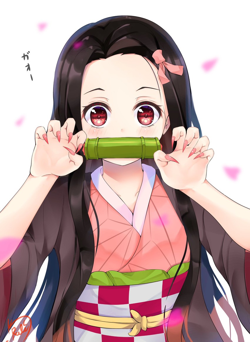 kamado nezuko (kimetsu no yaiba) drawn by kamimori_kuuraku