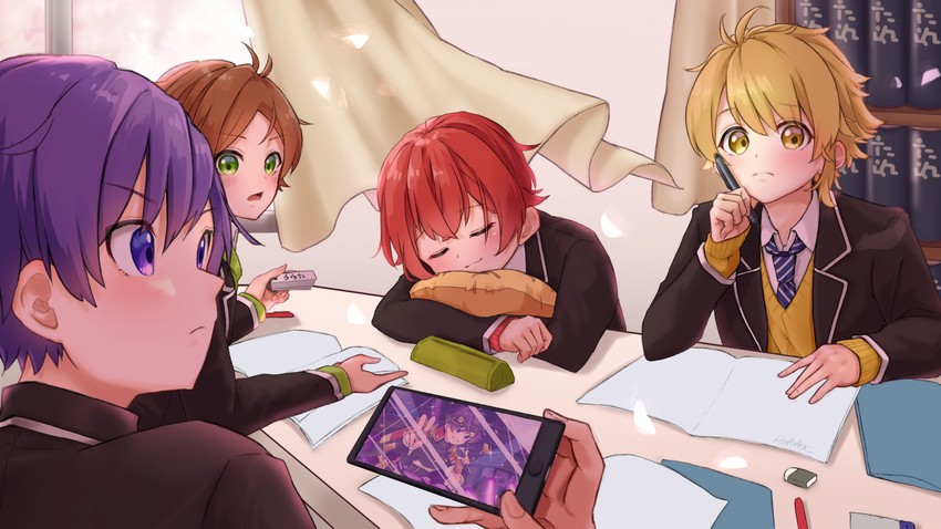 aho no sakata, uratanuki, senra, and shima (urashimasakatasen) drawn by hatoka_ra5