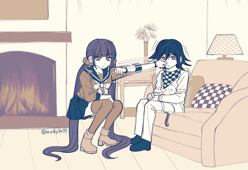 oma kokichi and harukawa maki (danganronpa and 1 more) drawn by satori_(aosky9077)