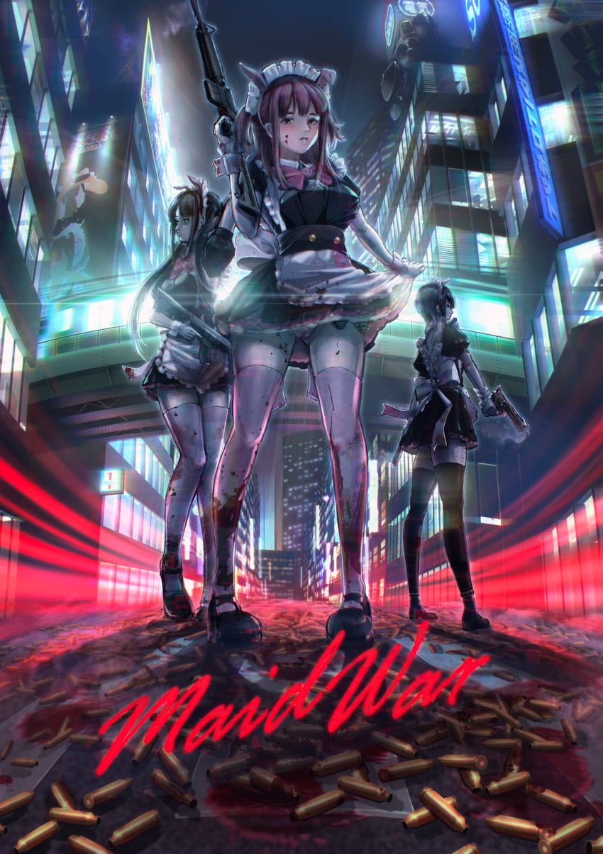 mannen ranko, wahira nagomi, and yumechi (akiba maid sensou) drawn by awei_chaoyong