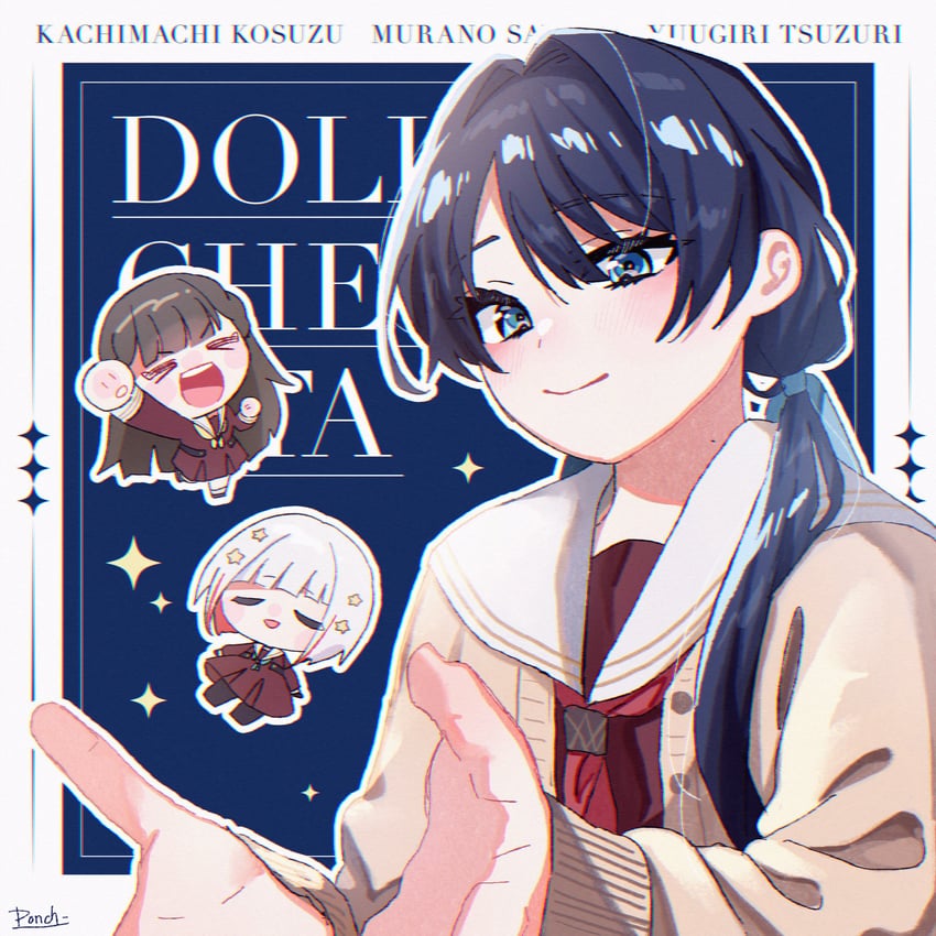murano sayaka, yugiri tsuzuri, and kachimachi kosuzu (love live! and 1 more) drawn by ponchishioriko