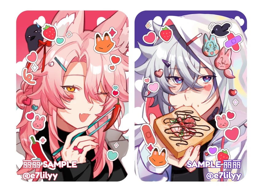 jiaoqiu and moze (honkai and 1 more) drawn by alkalilyy