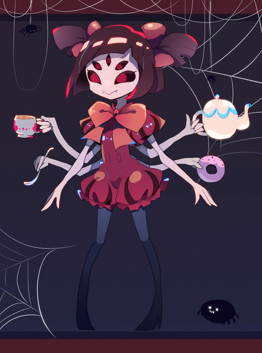 muffet and muffet's pet (undertale) drawn by momiji_shiori