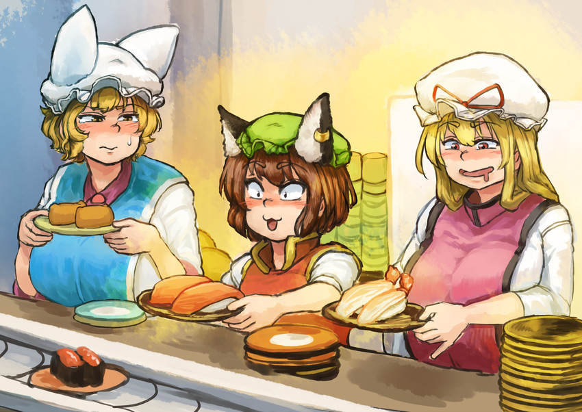 yakumo yukari, yakumo ran, and chen (touhou) drawn by chanta_(ayatakaoisii)