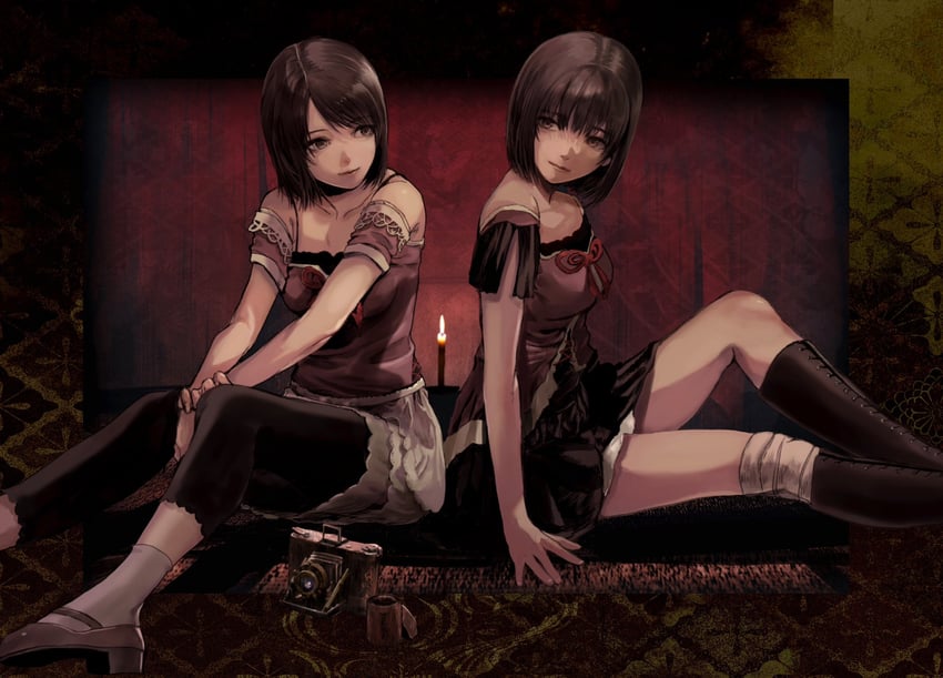 amakura mio and amakura mayu (fatal frame and 1 more) drawn by gauss_<bokashi