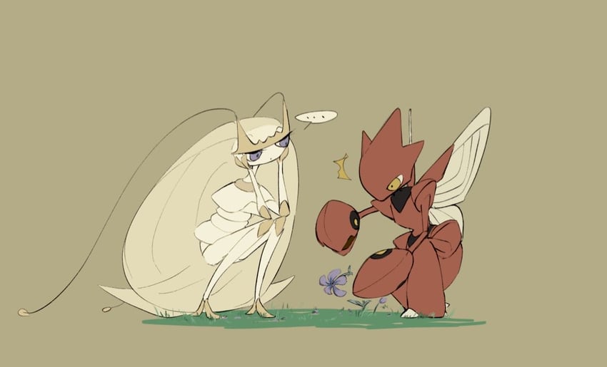 scizor and pheromosa (pokemon) drawn by torori_toro_(oimo_kenpi)