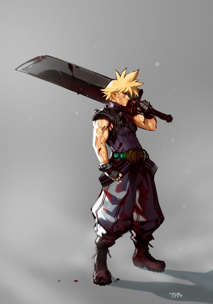 cloud strife (final fantasy and 1 more) drawn by optionaltypo