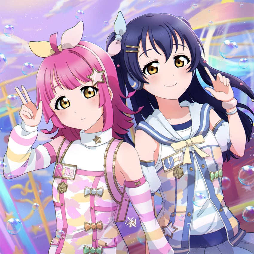 sonoda umi and tennoji rina (love live! and 3 more) drawn by kyaku_tasu