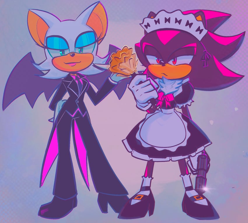 shadow the hedgehog and rouge the bat (sonic) drawn by emily_echevarria_(frenchiefie)